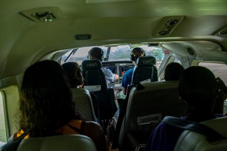 Yolngu students in aircraft