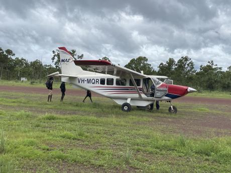 VH-MQR in the Arnhem Land community of  Gurrumuru to fly Laynhapuy Homelands School teachers back to Gove Airport.