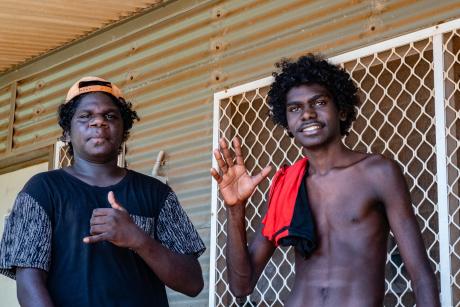 Two Yolngu students on balcony