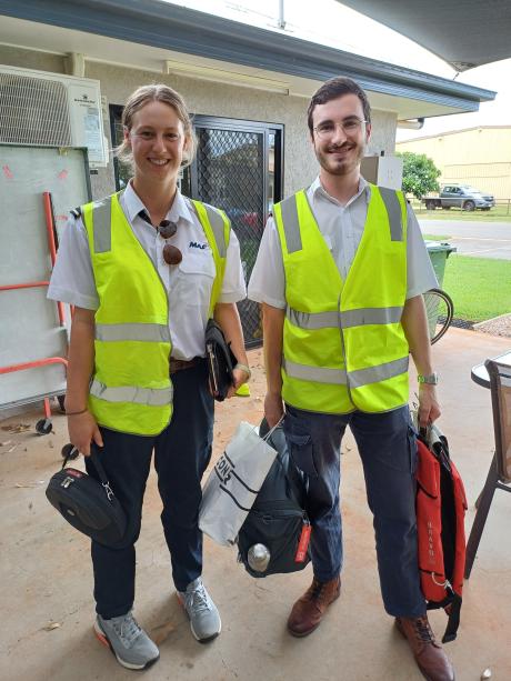 Student pilots with life jackets