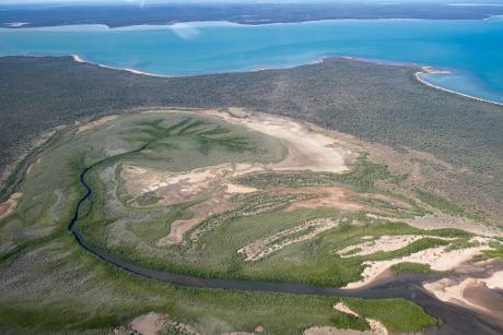 Aerial shot of scenery from Arnhem Land coast